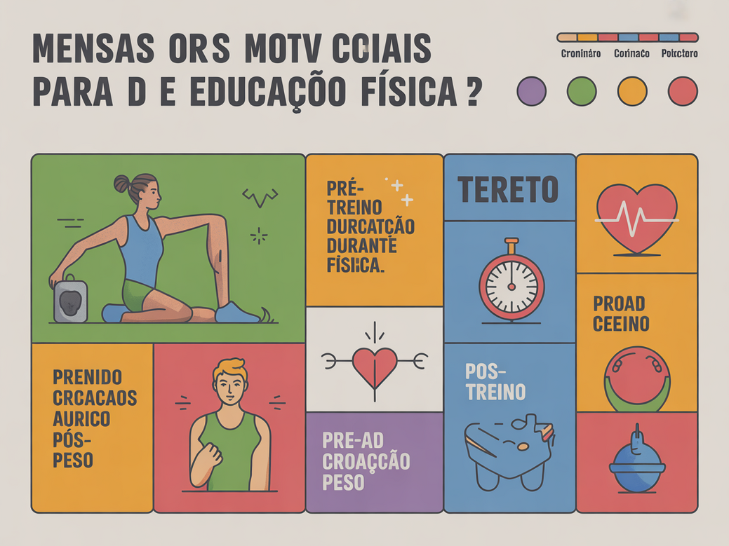 Infográfico com exemplos de mensagem para professor de educação física, destacando frases de impacto para motivar alunos.