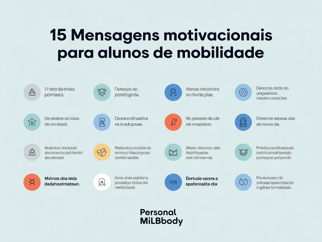 Infográfico com 15 mensagens motivacionais para alunos de mobilidade articular