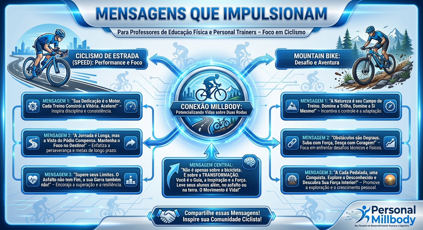 Mensagens motivacionais para professor de educação física e personal trainers com foco em ciclismo