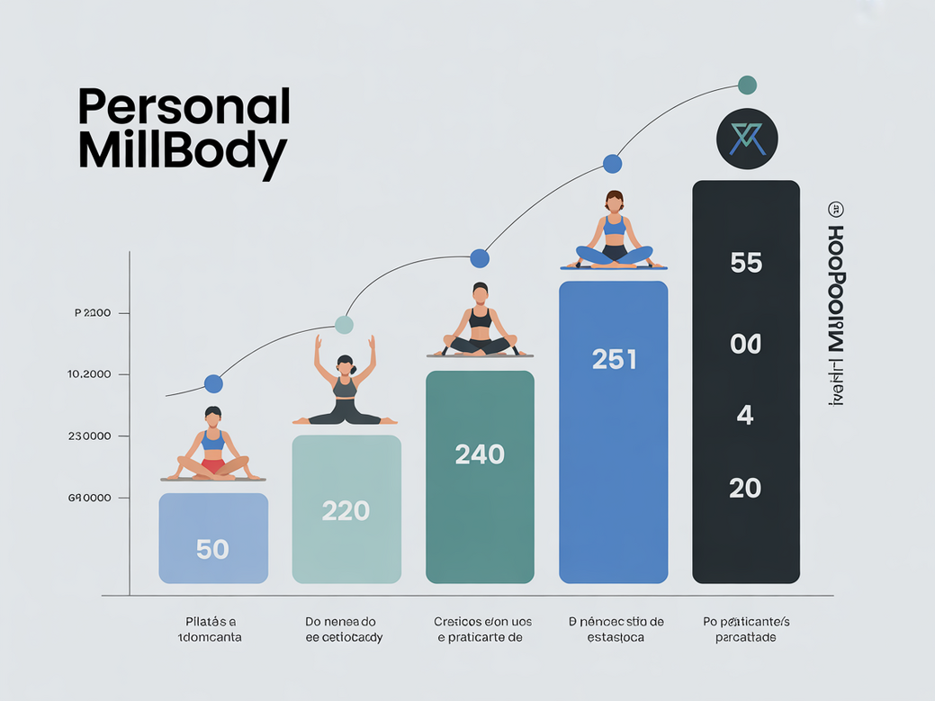 Infográfico mostrando o crescimento do mercado de Pilates no Brasil, um mercado em plena expansão para o profissional de educação física.