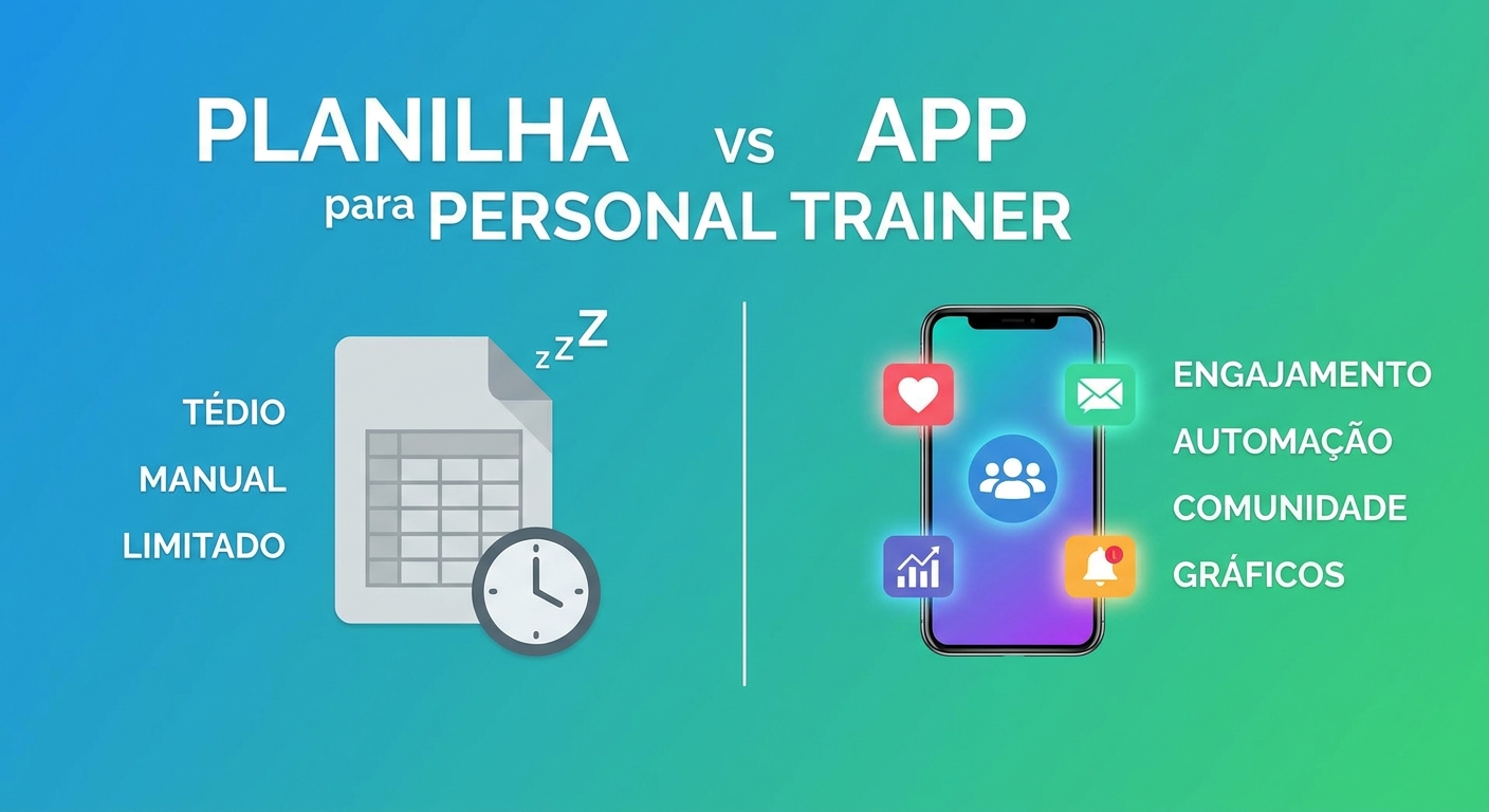 infográfico comparativo planilha vs app personal trainer para personal vegano