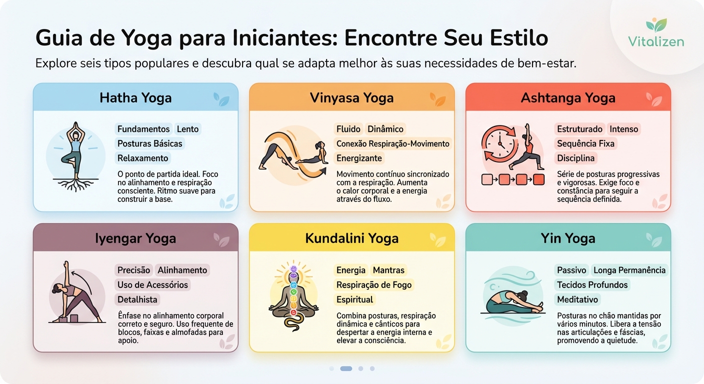 Infográfico dos principais tipos de yoga