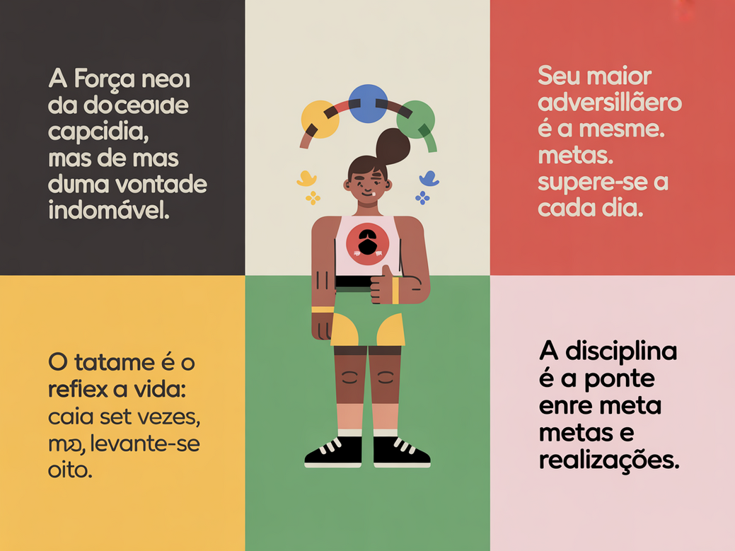 Infográfico com frases de incentivo para o crescimento profissional em artes marciais
