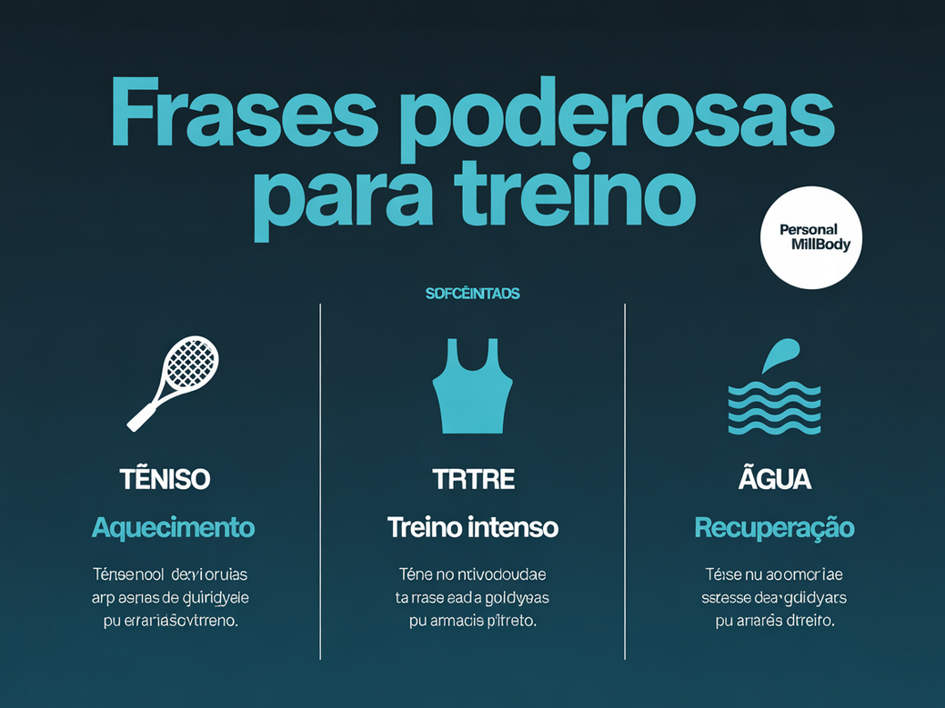 Infográfico com exemplos de frases para treino, mostrando como a motivação impulsiona a performance de atletas.