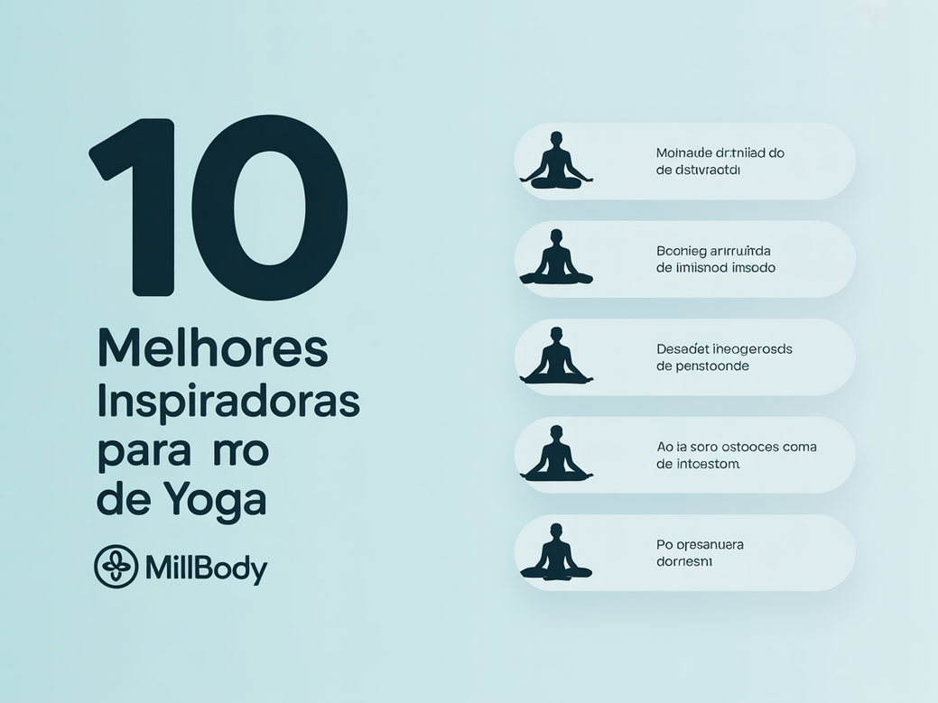 Infográfico com 10 mensagens de yoga inspiradoras para instrutores engajarem seus alunos online.