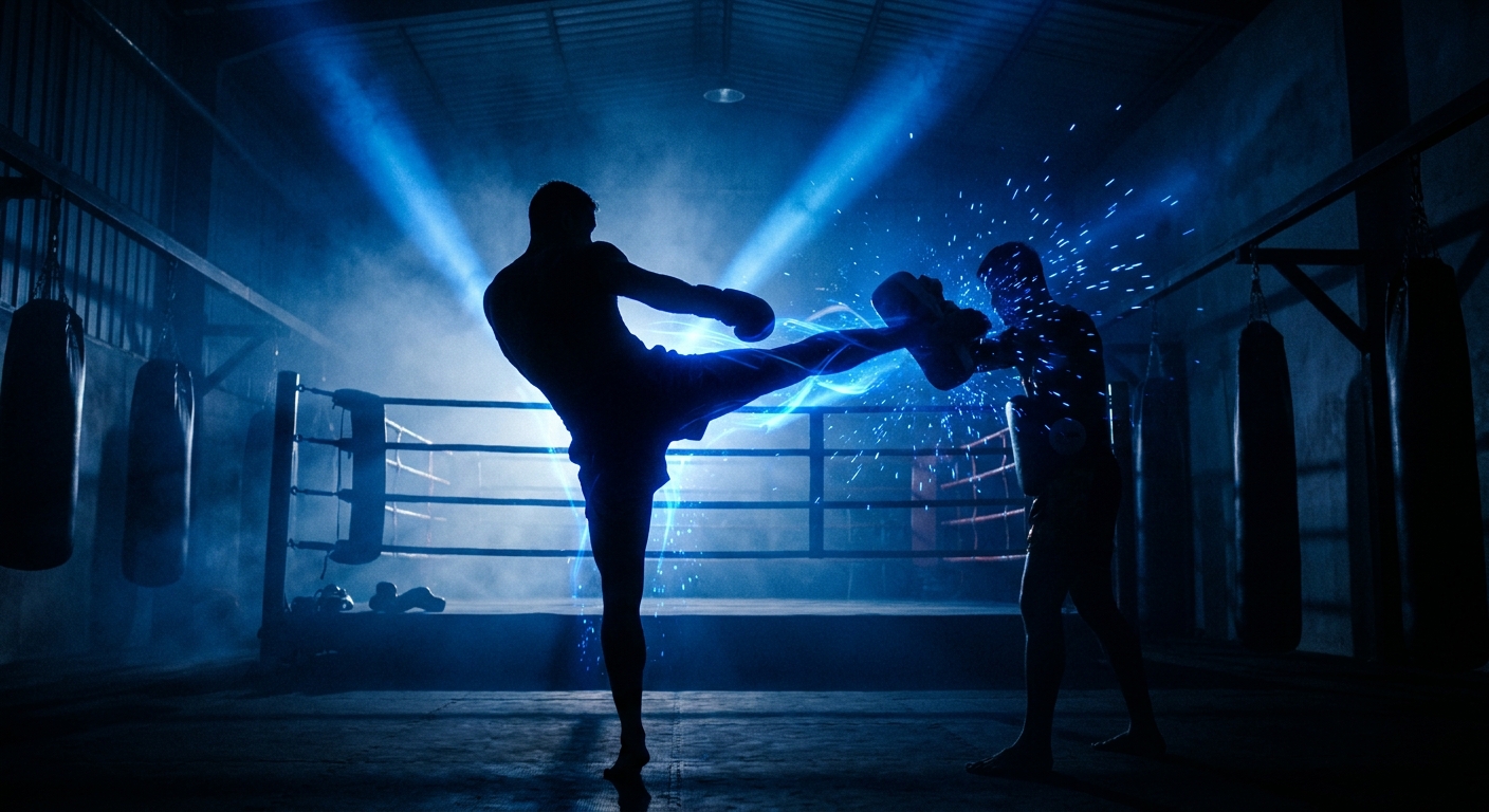 Instrutor de artes marciais personal trainer treinando muay thai