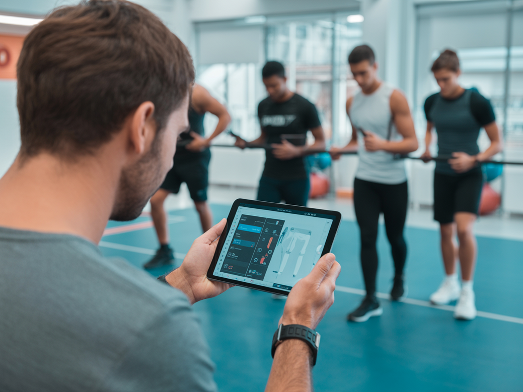 Instrutor de calistenia profissional utilizando o aplicativo Personal Millbody para gerenciar os treinos de seus alunos e escalar seu negócio.