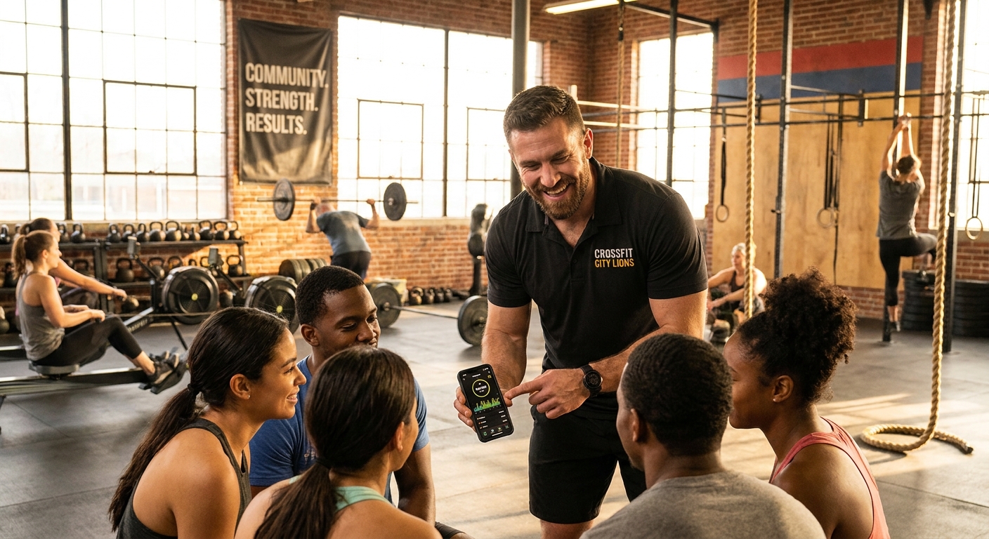 Instrutor de Crossfit usando o app Personal Millbody Instrutor de Crossfit usando o app Personal Millbody para gerenciar seus alunos