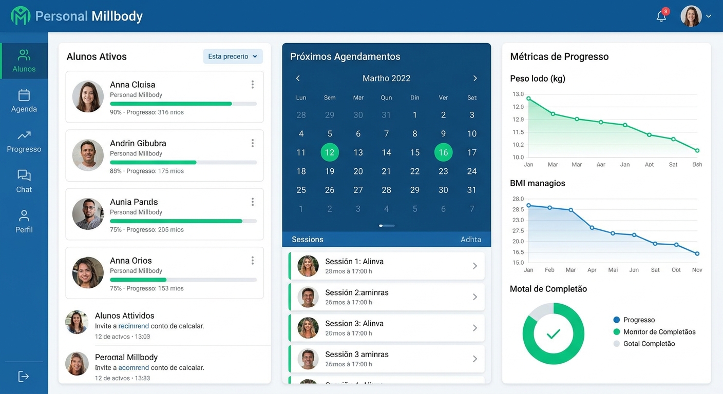 Interface da plataforma Personal Millbody para especialistas em reabilitação respiratória
