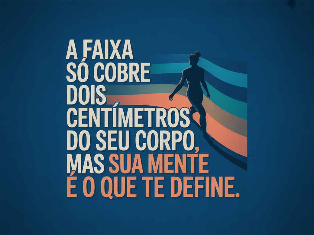 Colagem inspiracional com a frase motivacional do jiu-jitsu e a silhueta de uma pessoa se alongando, com as cores da Personal Millbody.