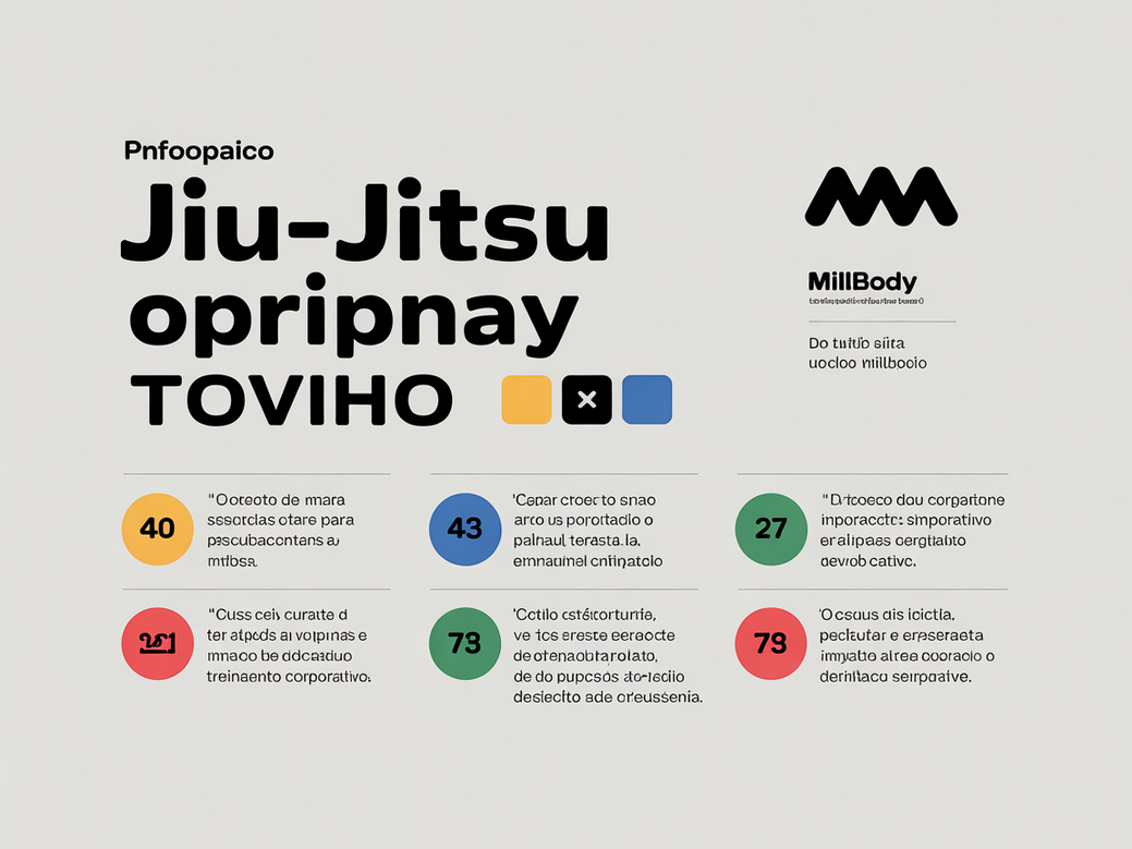 Infográfico com citações de Jiu-Jitsu para o ambiente corporativo, mostrando resiliência e estratégia.