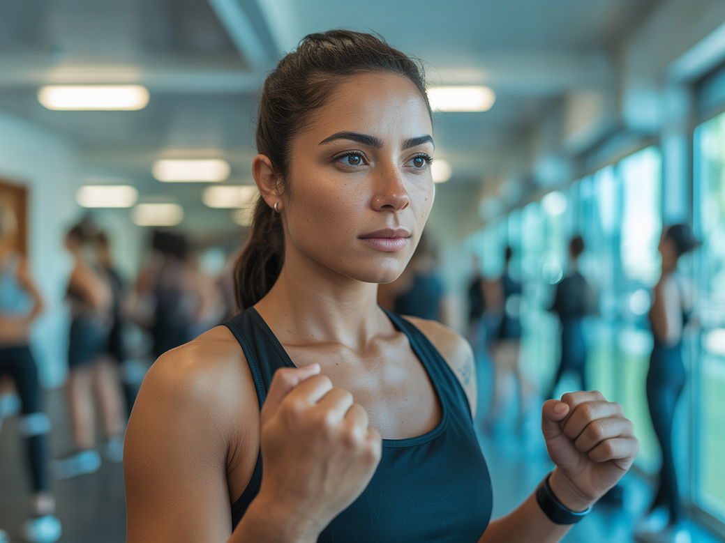 Mulher praticando treino de força, simbolizando a resiliência e o poder mental adquiridos com a filosofia e as citações de jiu-jitsu aplicadas ao treino feminino.