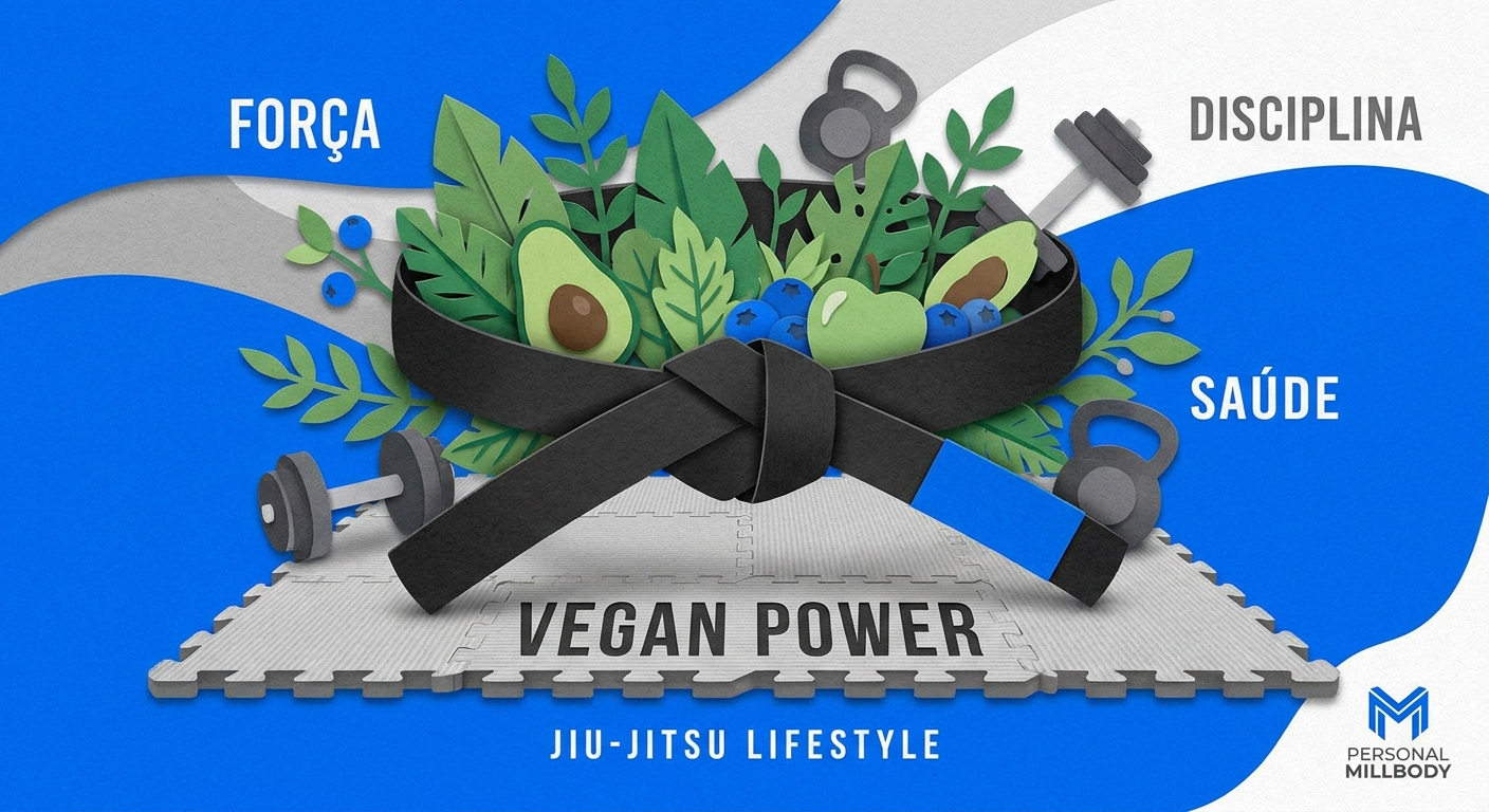 Personal trainer vegano aplicando filosofia do jiu-jitsu no treino funcional