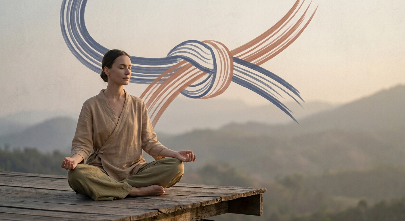 Citações de Jiu-Jitsu para yoga praticantes em posição de lótus com elementos visuais de artes marciais