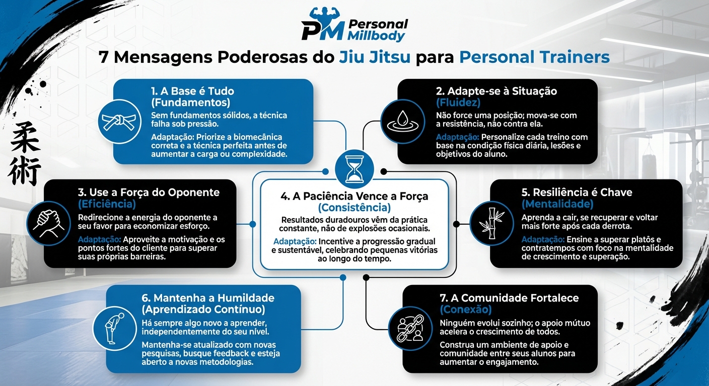 Mensagens de jiu jitsu para personal trainer aplicadas no treino em casa
