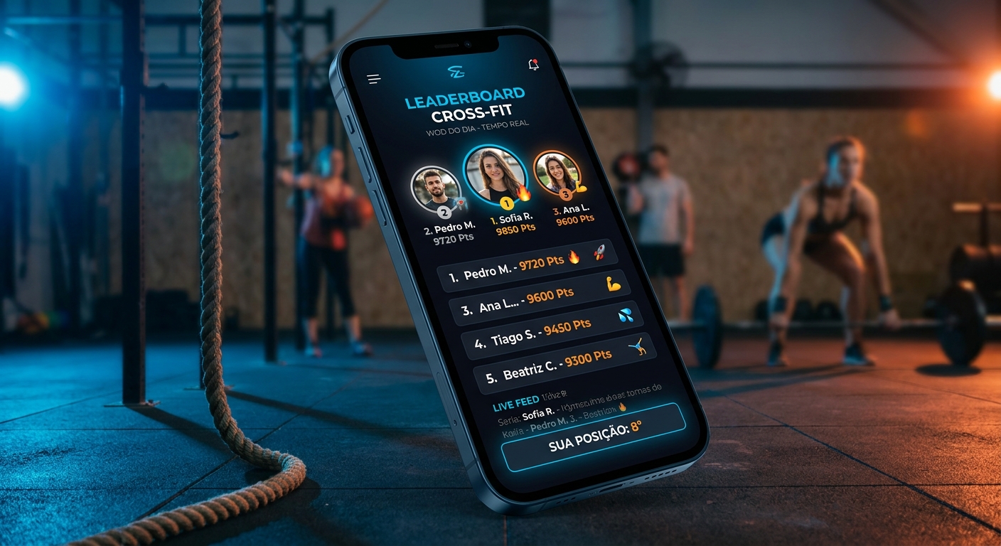 Leaderboard do app para personal trainer Millbody para cross training com ranking de alunos