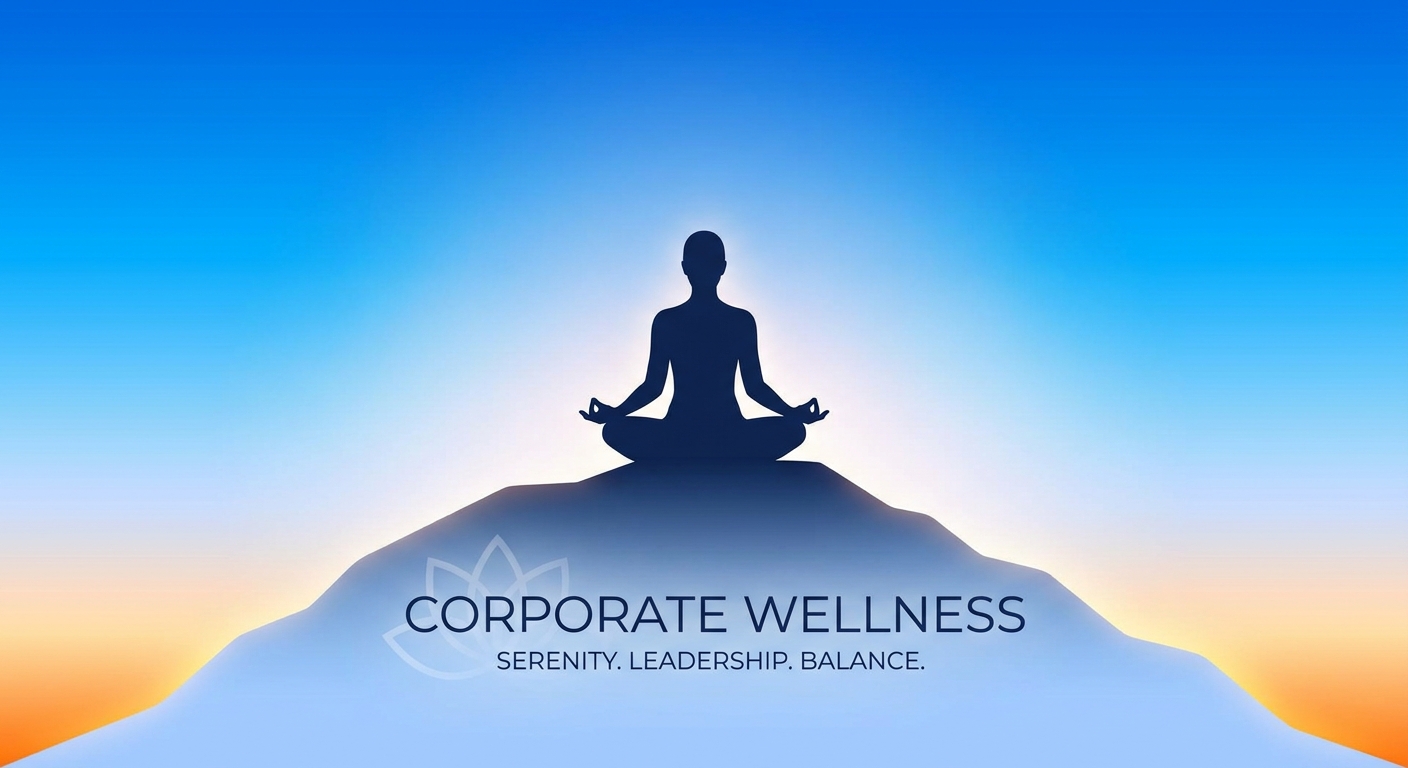 Líder meditando ao amanhecer com gradiente azul - liderança consciente e regulação emocional