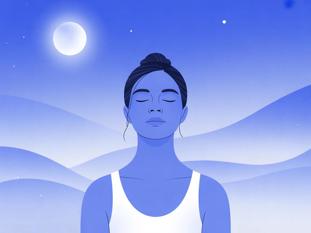 Luzia meditating peacefully to represent yoga for insomnia