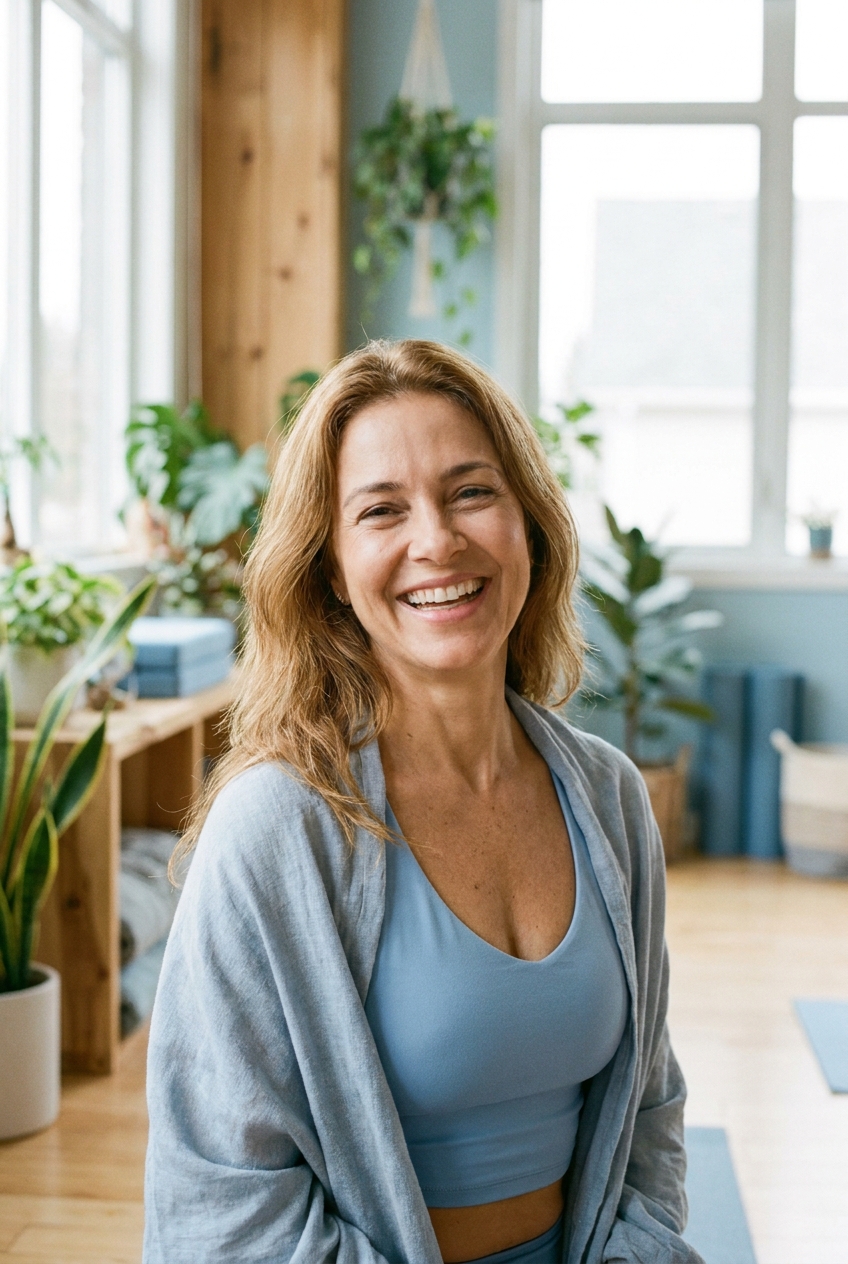 Luzia Vital — Yoga para mulheres 50+ e menopausa, prática suave de yoga para menopausa