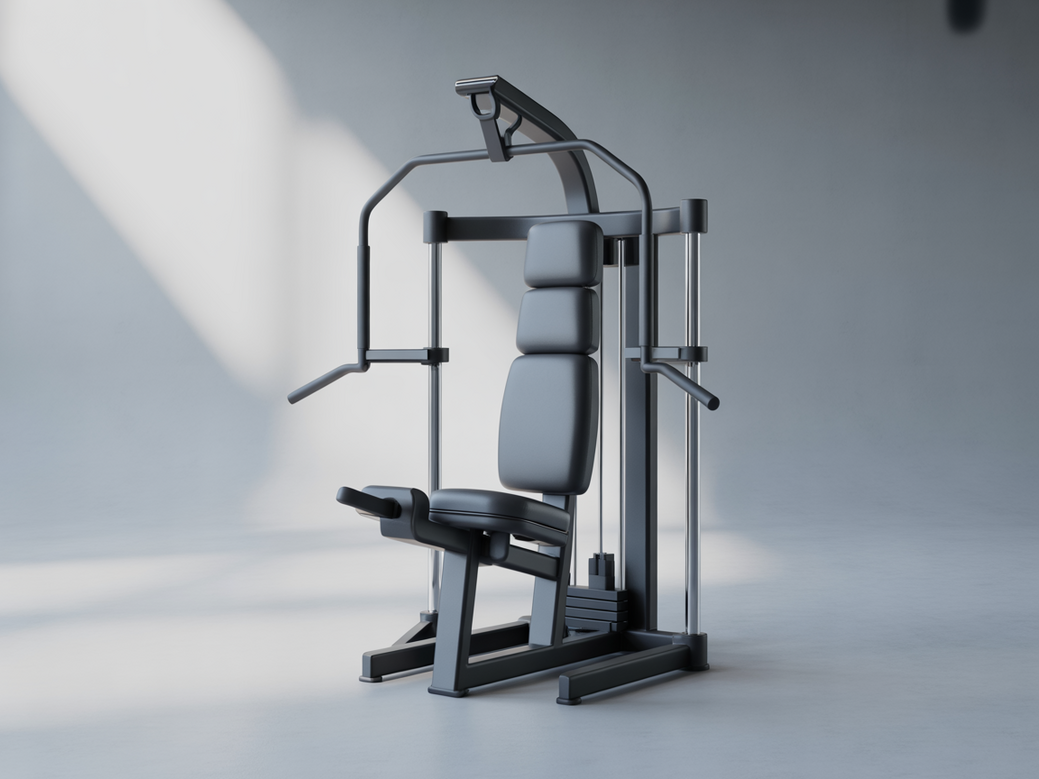 Máquina de desenvolvimento de ombro moderna e segura, ideal para o treino de ombro em máquinas para idosos.