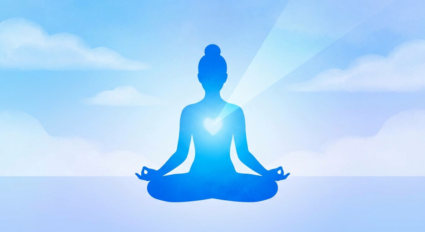 Mulher meditando para cura emocional e reconstrução da autoestima após término de relacionamento — Vitalizen Yoga and Meditation