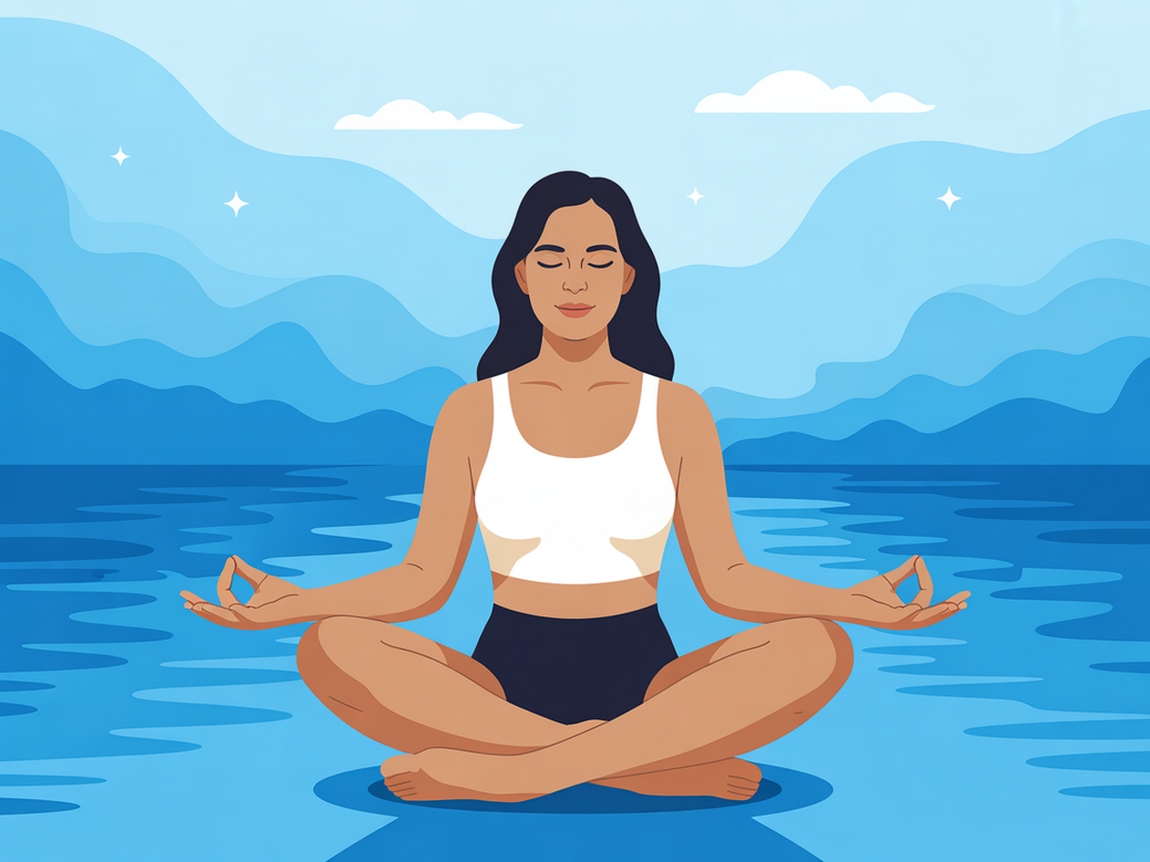 Mulher praticando meditação para cura emocional em ambiente sereno após término de relacionamento