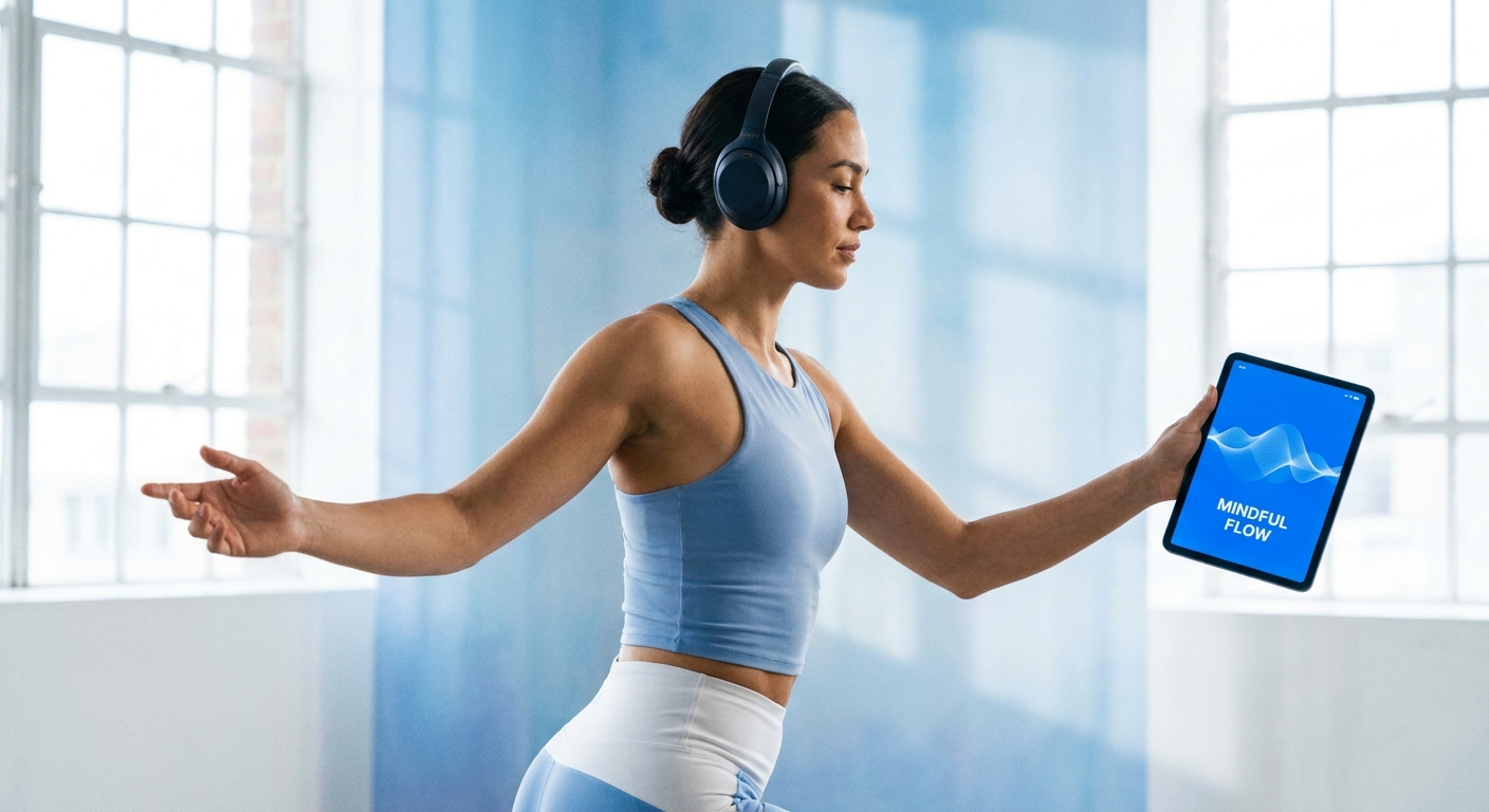 Instrutor de meditação em movimento usando o app Personal Millbody