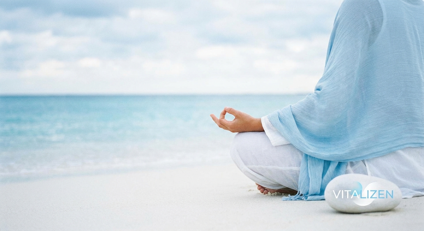 Mulher praticando meditação para iniciantes em ambiente tranquilo
