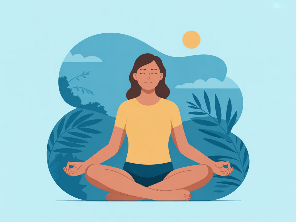 Meditação para mães solo: mulher praticando autocuidado e mindfulness com Vitalizen
