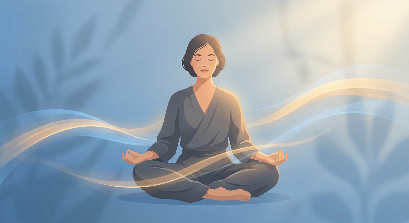 Meditação para superar término de relacionamento - mulher meditando em paz