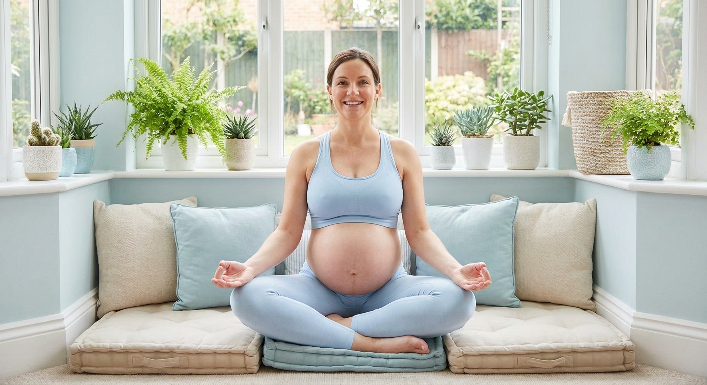 Gestante meditando com o aplicativo Vitalizen - meditação para gestantes dicas para gravidez tranquila