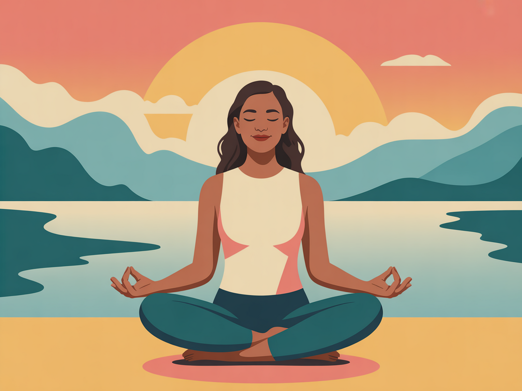 Mulher grávida meditando em um ambiente tranquilo, simbolizando a meditação para gestantes.