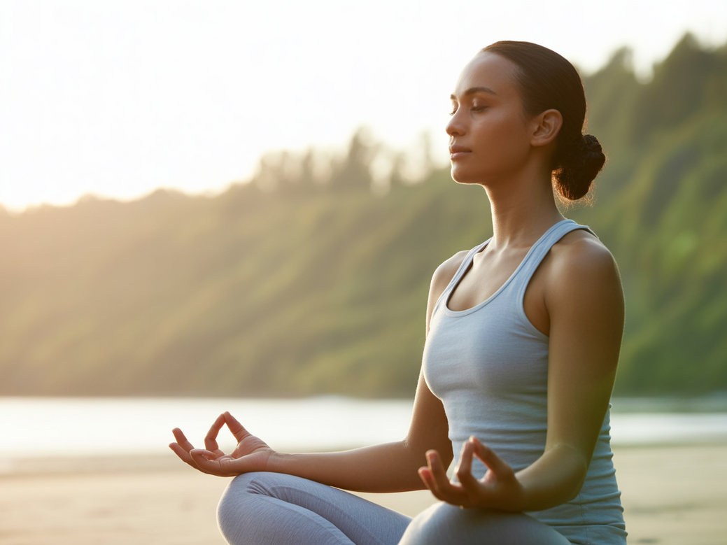 A person practicing meditation peacefully outdoors to improve life.