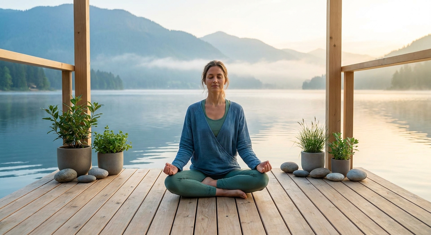 Person meditating peacefully in natural setting experiencing the benefits of meditation