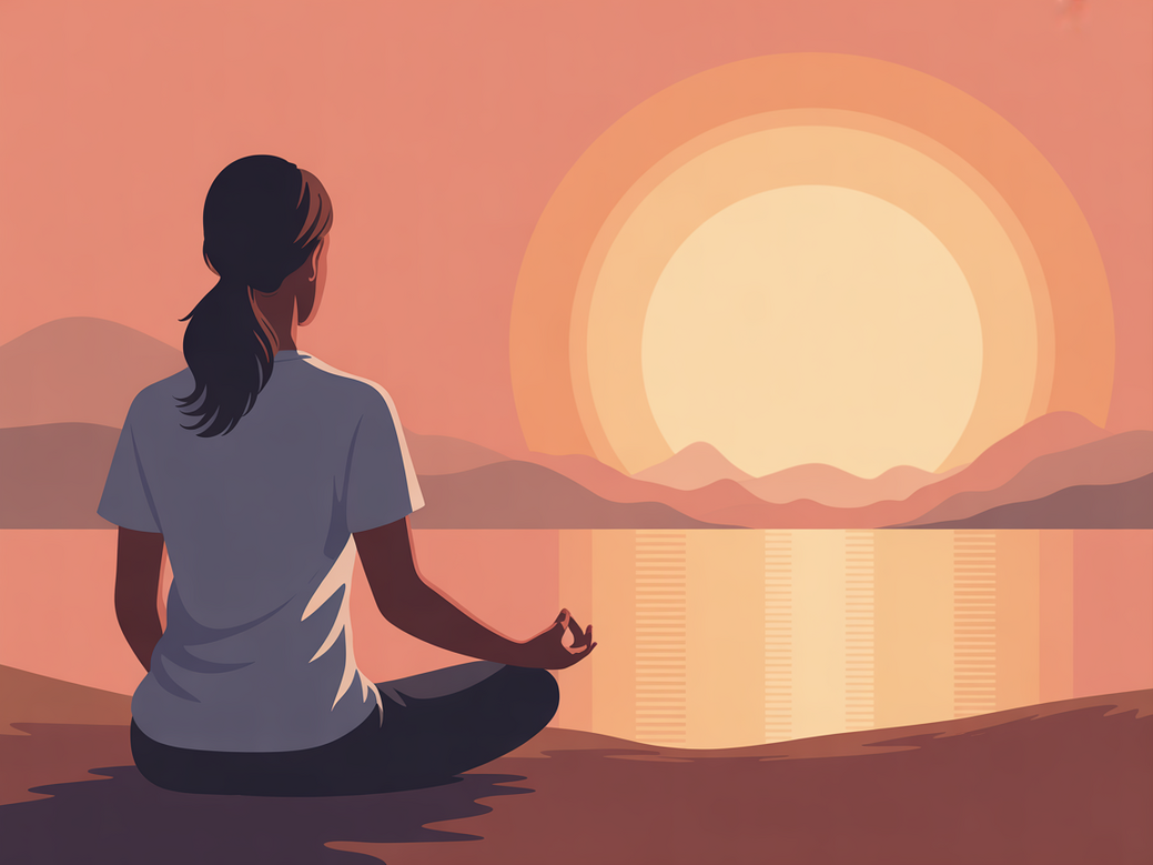 A person sits in a peaceful lotus pose, illustrating how to start meditating as a beginner with the Vitalizen App.