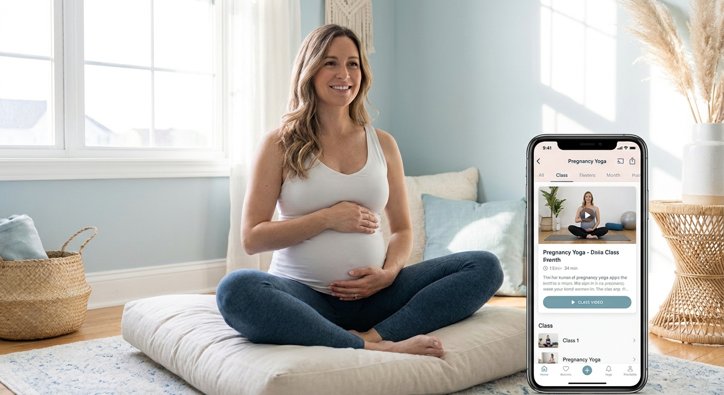Melhor app de yoga para gestantes — Vitalizen App ajudando na preparação para o parto com meditação e exercícios pélvicos