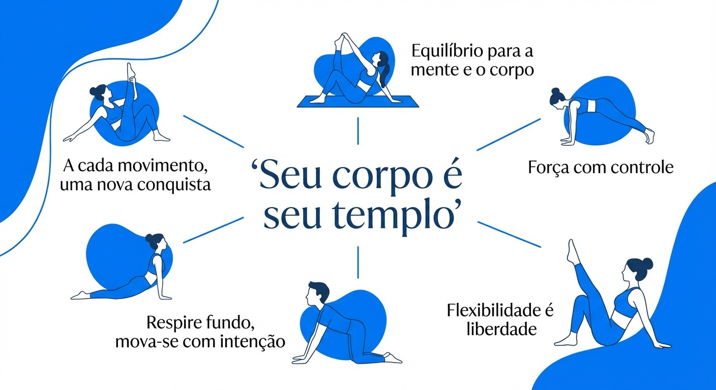 Infográfico com mensagens de inspiração para treinar Pilates na Personal Millbody