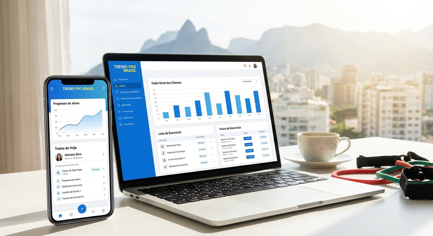 Tela do Millbody mostrando dashboard de treino personalizado para personal trainer