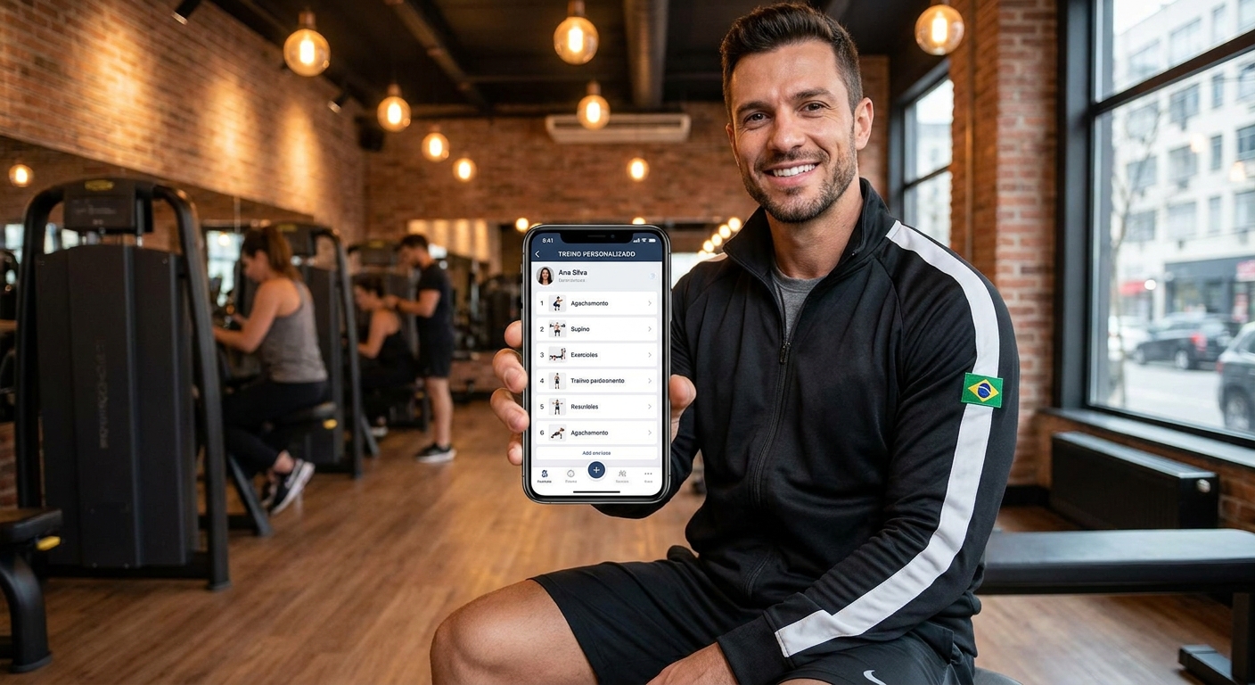 Tela do app Millbody mostrando plano de treino personalizado na tela do smartphone