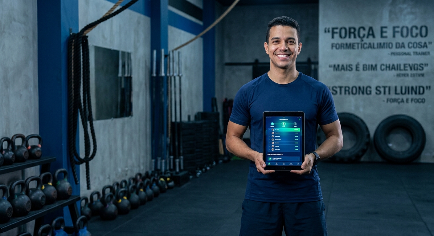 Millbody vs MFit: plataforma completa para personal trainer de cross training Treinador de Cross Training usando app Millbody com leaderboard e desafios diários
