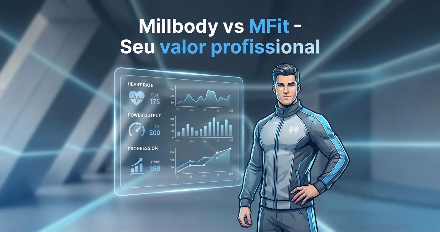 Personal Millbody vs MFit: Seu valor profissional Comparação Millbody vs MFit - Preparador de atletas usando plataforma de performance Personal Millbody
