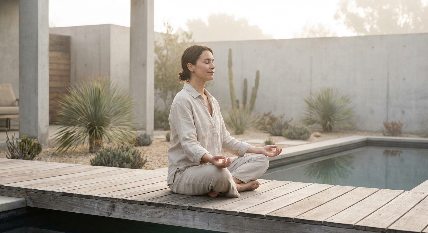 Person practicing mindfulness meditation for stress relief and anxiety reduction