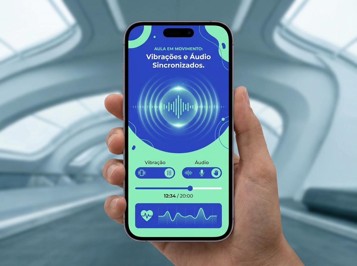 App Personal Millbody com recursos de áudio e vibração para aulas de meditação em movimento
