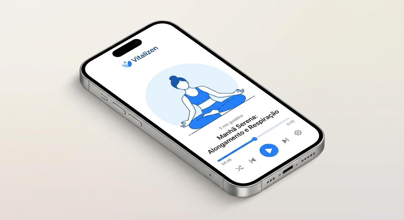 App Vitalizen - Yoga e Meditação para mães solo com práticas curtas e frases de inspiração para mãe solo