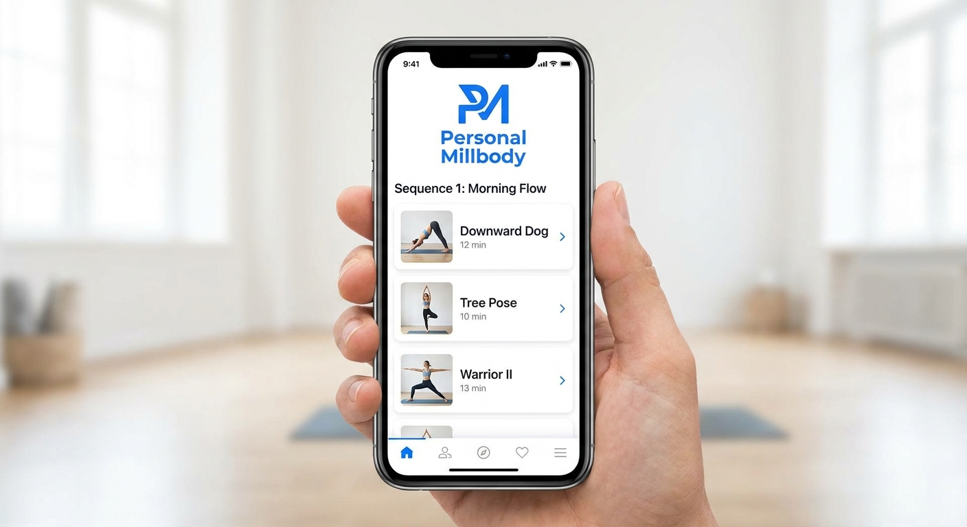 Mockup do Personal Millbody - App para personal trainer de Yoga
