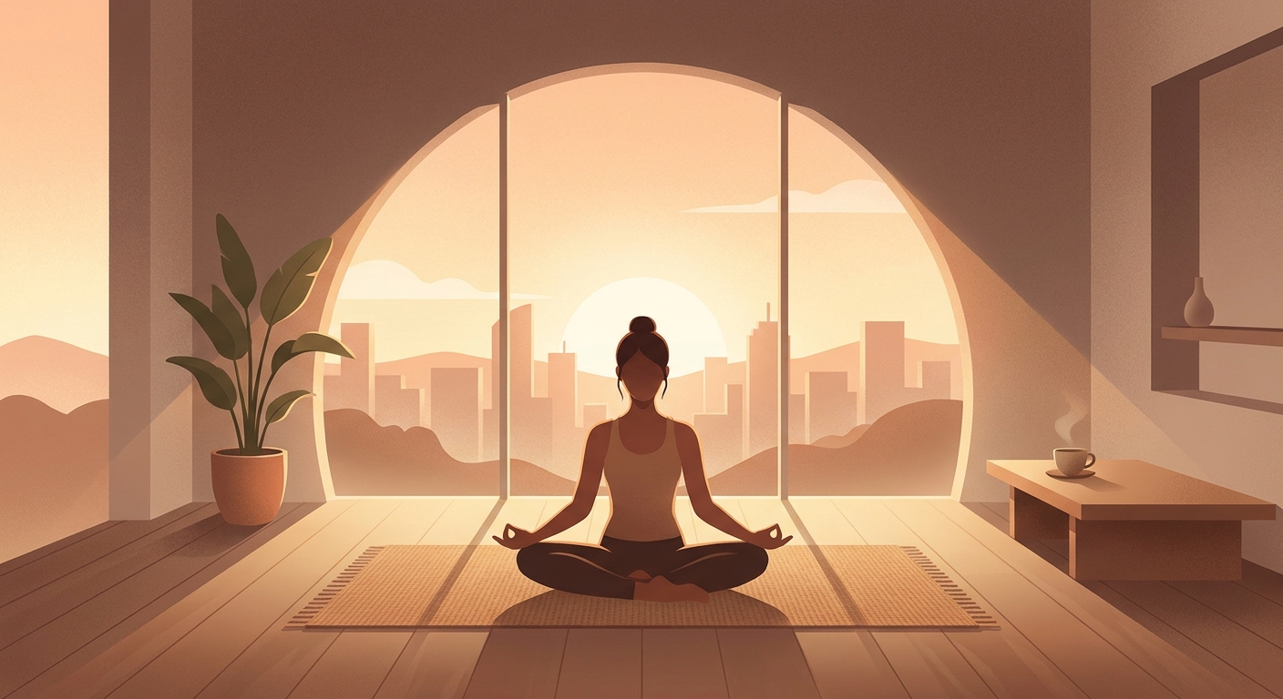 Morning yoga and meditation practice for mental wellness and inner peace