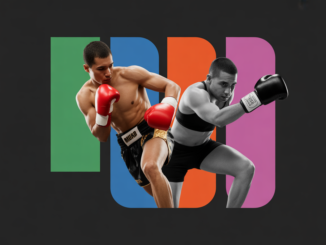 Montagem visual com um corredor e um lutador de Muay Thai, simbolizando a mentalidade do Muay Thai para corredores.