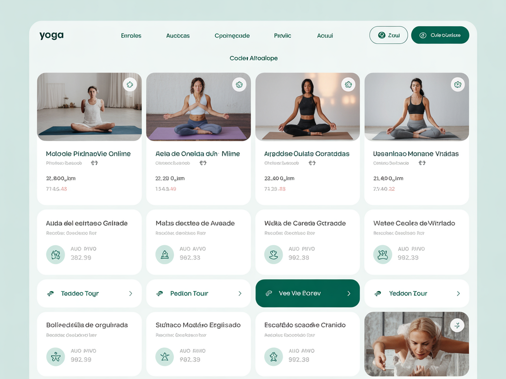 Screenshot de um calendário organizado para uma comunidade de yoga online.