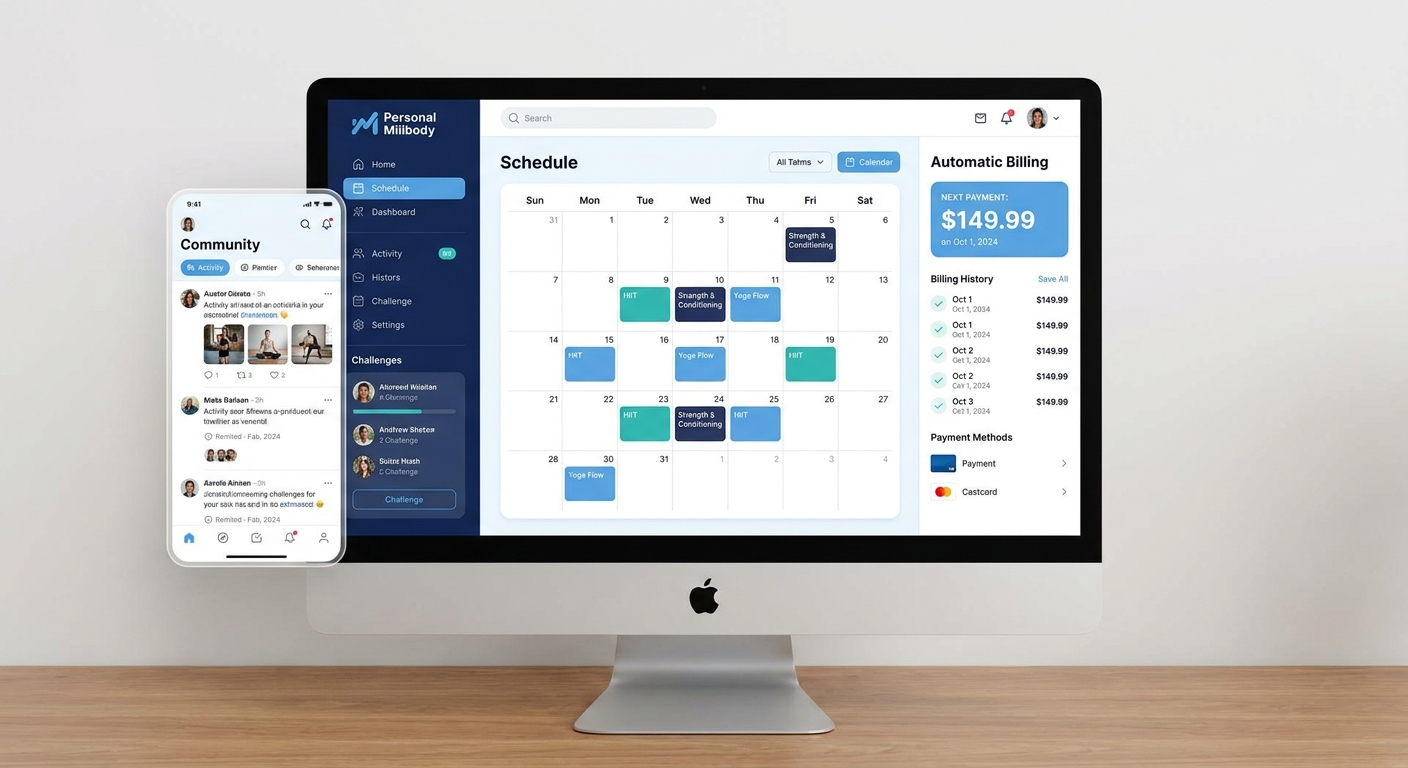 Painel do Personal Millbody com agenda e cobrança automática