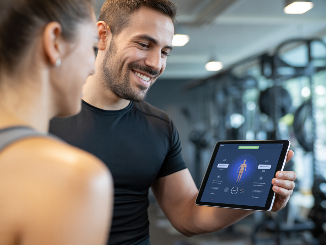 Demonstração do aplicativo Personal Millbody para criar treinos de costas em casa